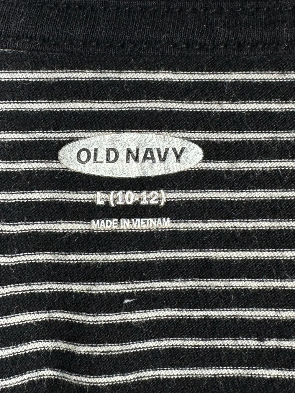 Old Navy Striped Long Sleeve Tee Black White‎ Crewneck Shirt Girls Large 10-12